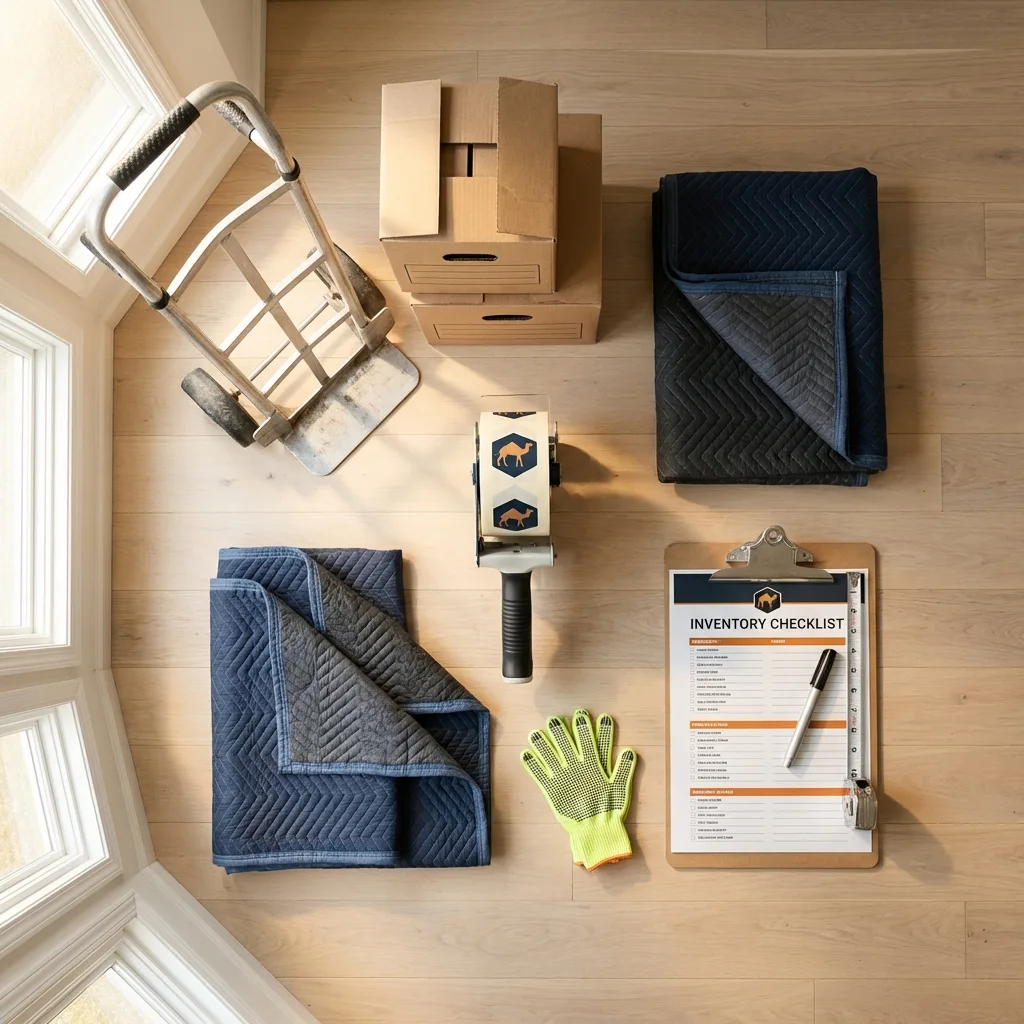 Professional moving supplies and packing materials layout for Hinsdale residential relocations